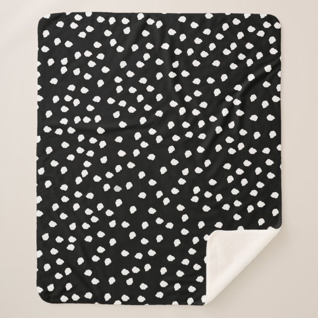 Polka Dot baby Black and White Sherpa Blanket (Front)
