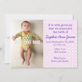 Polka Dot Baby Girl Announcement