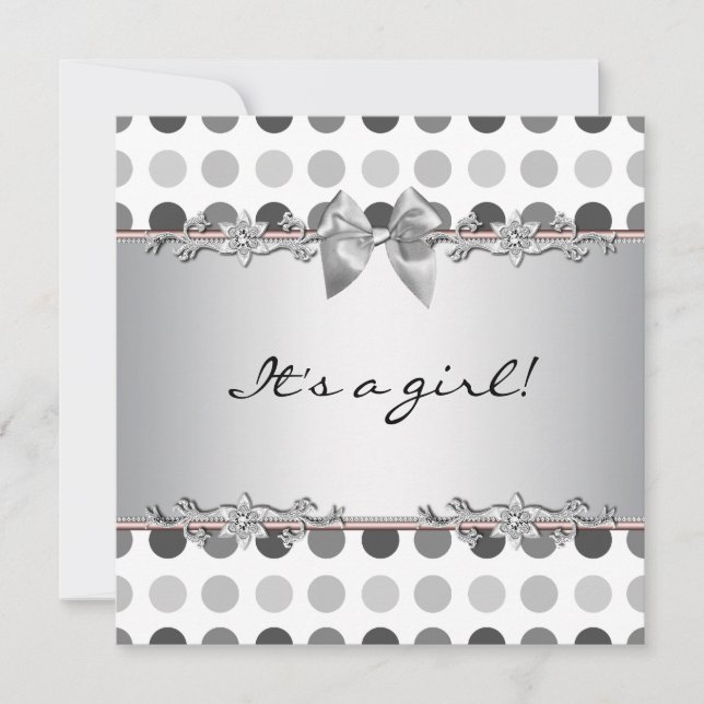 Polka Dot Baby Girl Shower Invitations (Front)