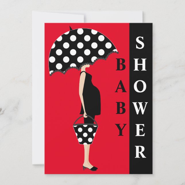 Polka Dot Baby Shower Invitations {Red} (Front)