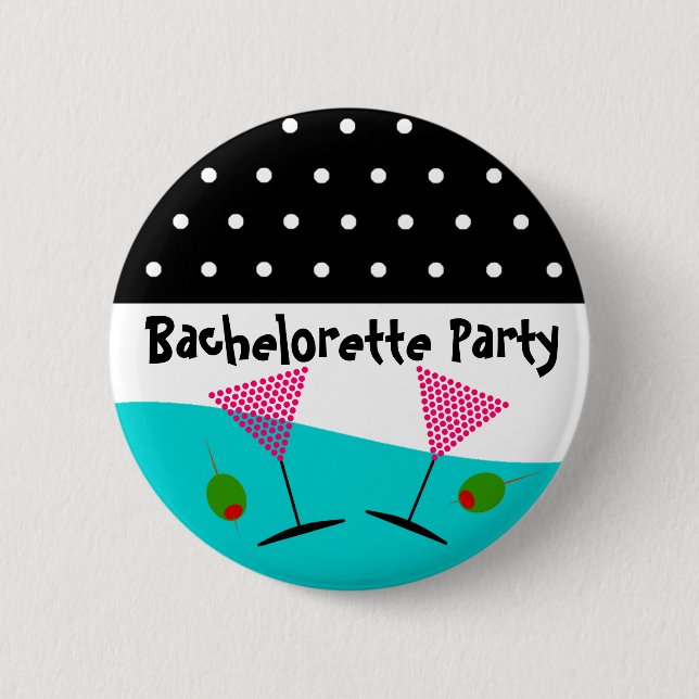 Polka Dot Bachelorette Party 2 Inch Round Button (Front)