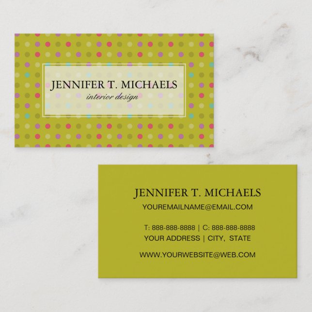 Polka-dot background pattern business card (Front/Back)