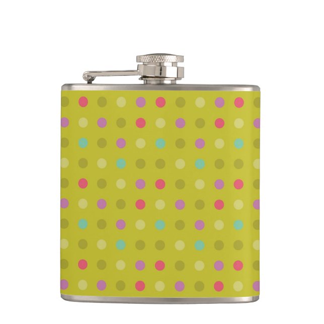 Polka-dot background pattern hip flask (Front)