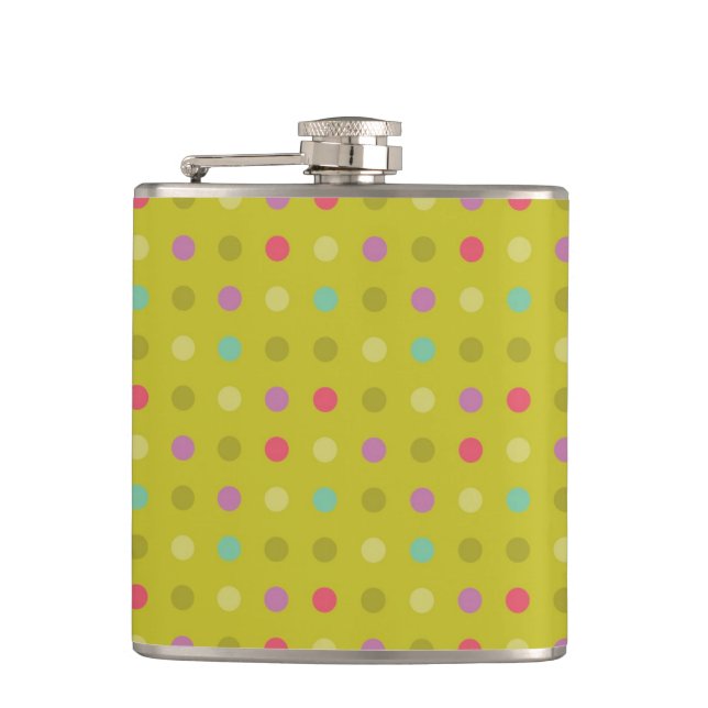 Polka-dot background pattern hip flask (Front)