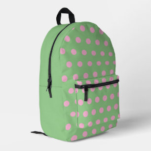 Polka Dot Backpack (Sage Green & Pastel Pink)