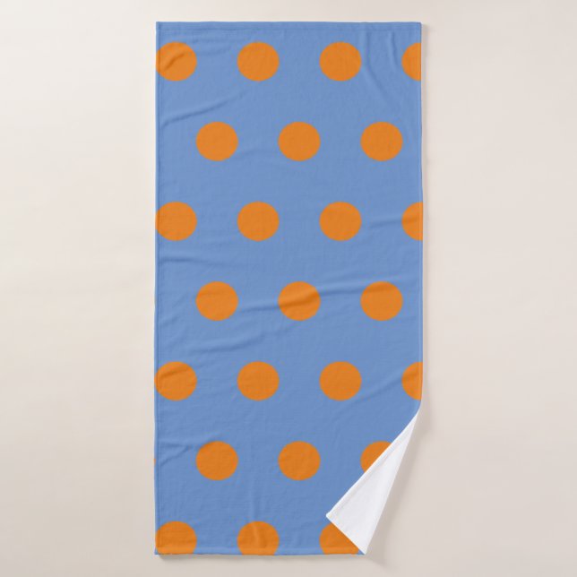 Polka Dot Bath Towel (Denim Blue & Orange) (Bath Towel)