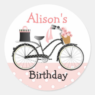 Polka Dot Bicycle Classic Round Sticker