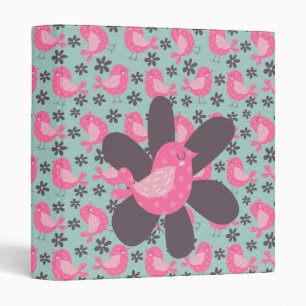 Polka Dot Birds and Flowers Binder