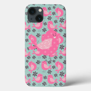 Polka Dot Birds and Flowers iPhone 13 Case