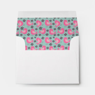 Polka Dot Birds and Flowers Envelope