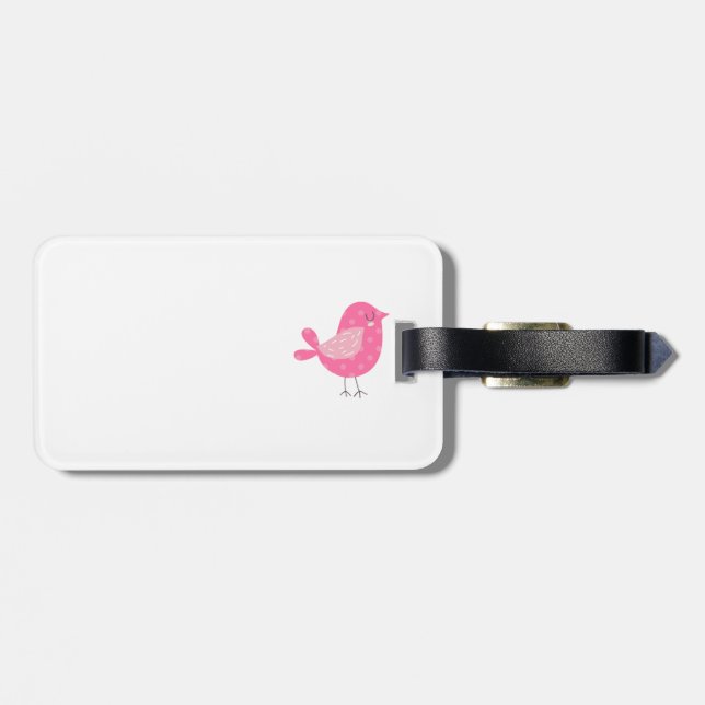 Polka Dot Birds and Flowers Luggage Tag (Back Horizontal)