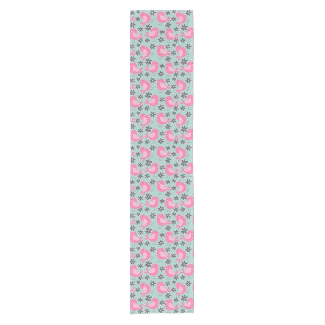Polka Dot Birds and Flowers Short Table Runner (Front)