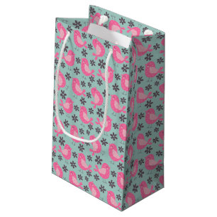 Polka Dot Birds and Flowers Small Gift Bag