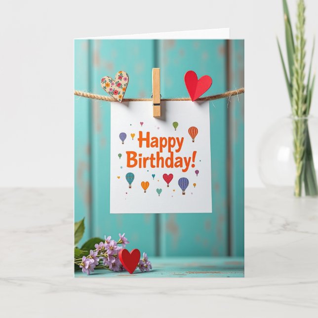 Polka Dot Birthday Balloon Card (Front)