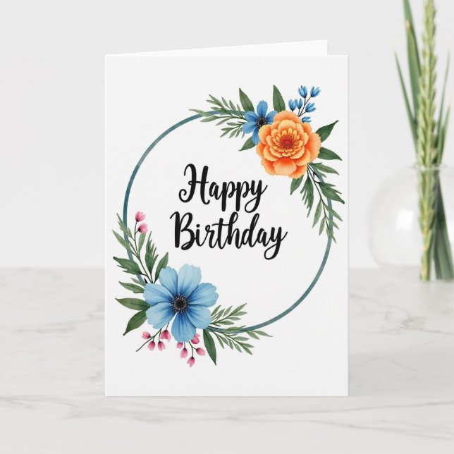 Polka Dot Birthday Bloom Card (Front)