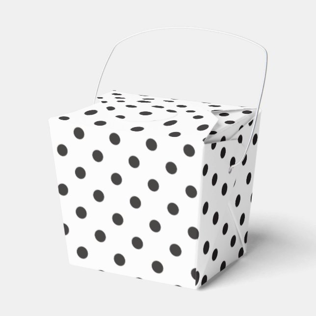 Polka Dot Black And White Wedding Party Favor Box (Front Side)