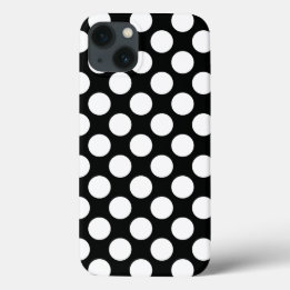 Polka Dot (Black & White) Any Size Customizable iPhone 13 Case