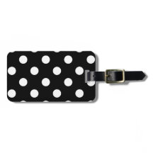 Polka Dot black with white dots bag tag