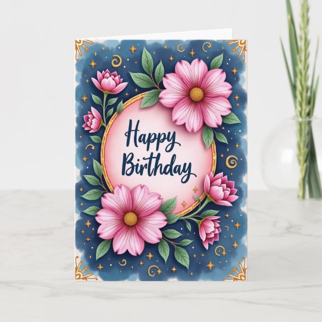 Polka Dot Bloom Frame Card (Front)