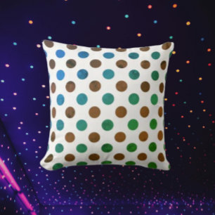 Polka Dot Blue and Green Throw Pillow