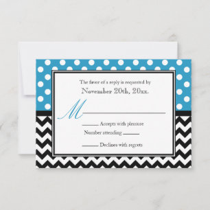 Polka Dot Blue & Chevron Cartes de réponse