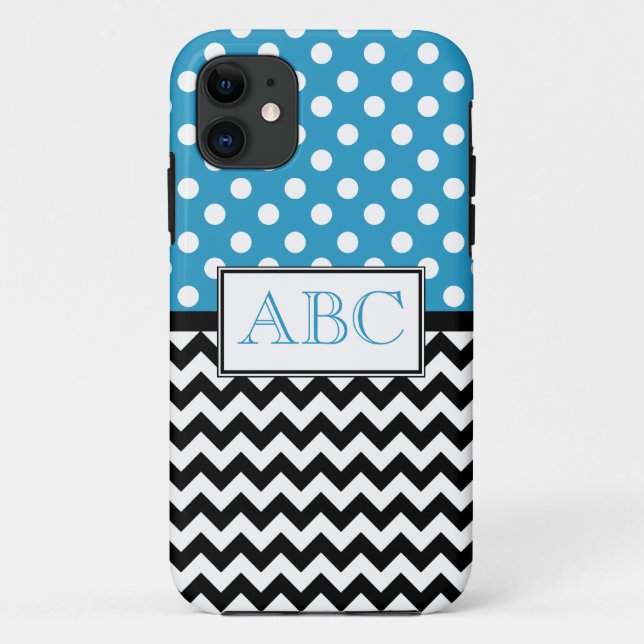 Polka Dot Blue & Chevron iPhone 5 Coque (Dos)