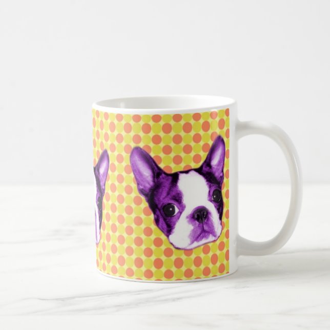 Polka Dot Boston Terrier Puppy Mug (Right)