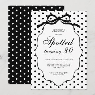 Polka Dot Bow Spotted Turning 30th Birthday Party Invitation