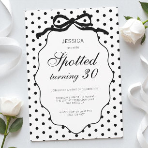 Polka Dot Bow Spotted Turning 30th Birthday Party Invitation