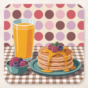 Polka Dot Breakfast Square Coaster Set