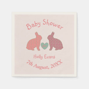 Polka Dot Bunnies Custom Baby Shower Napkin