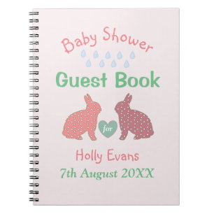 Polka Dot Bunnies Custom Baby Shower Notebook