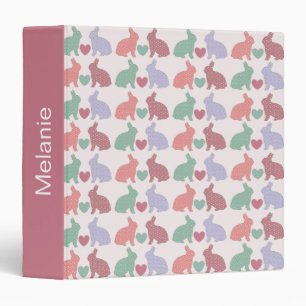 Polka Dot Bunnies Pattern on Pink Personalised Binder