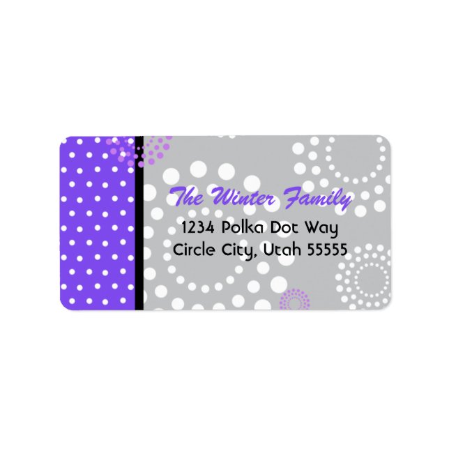 Polka Dot Burn Étiquette de adresse -Violet (Devant)