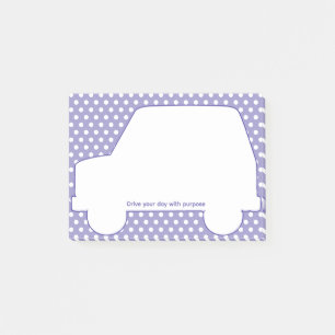 Polka Dot Car-Shaped Motivational Post-it Notes