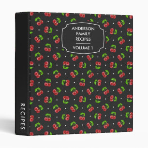 Polka Dot Cherries Pattern Personalized Recipe Binder