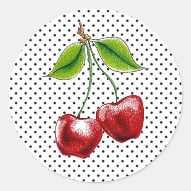 Polka Dot Cherries sticker (sheet of 20) (Front)