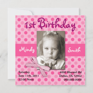 Polka Dot Child Birthday Invite (Girl)