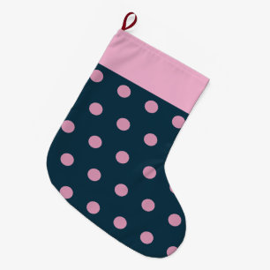 Polka Dot Christmas Stocking (Midnight Blue & Pink