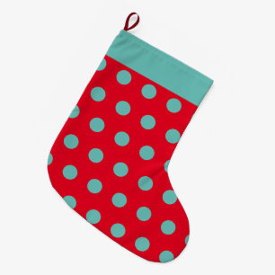 Polka Dot Christmas Stocking (Red & Aqua)