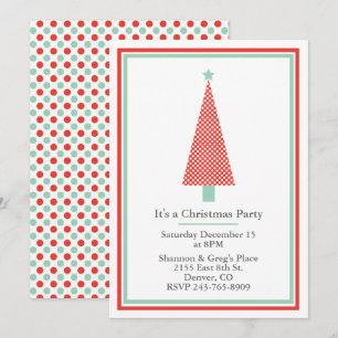 Polka Dot Christmas Tree Holiday Party Invitation