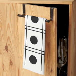 Polka Dot Circle Black and White Check Pattern  Kitchen Towel