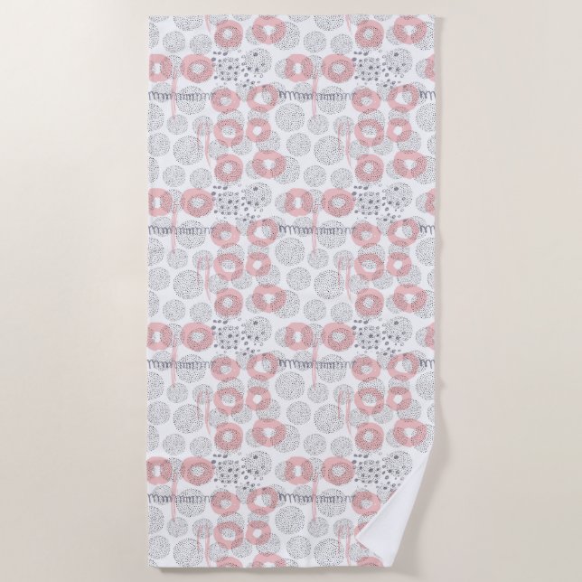 Polka Dot Circle Pattern Beach Towel (Front)