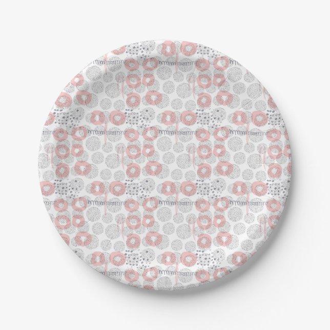 Polka Dot Circle Pattern Paper Plate (Front)
