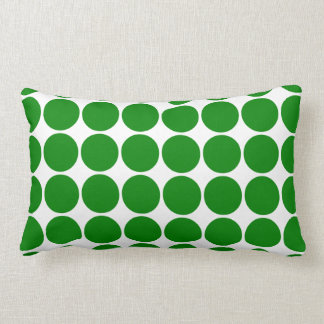 Polka Dot Circles & Spots : Green Polka Dots Lumbar Pillow