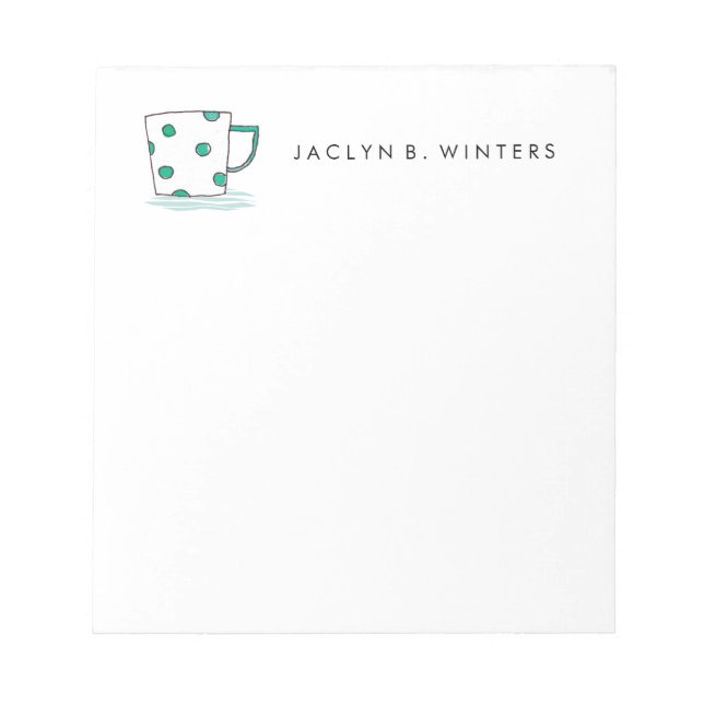 Polka Dot Coffee Cup  Personalized Notepad (Front)