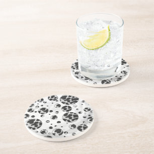 Polka Dot Cow Black and White Print Coaster
