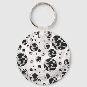 Polka Dot Cow Black and White Print Keychain