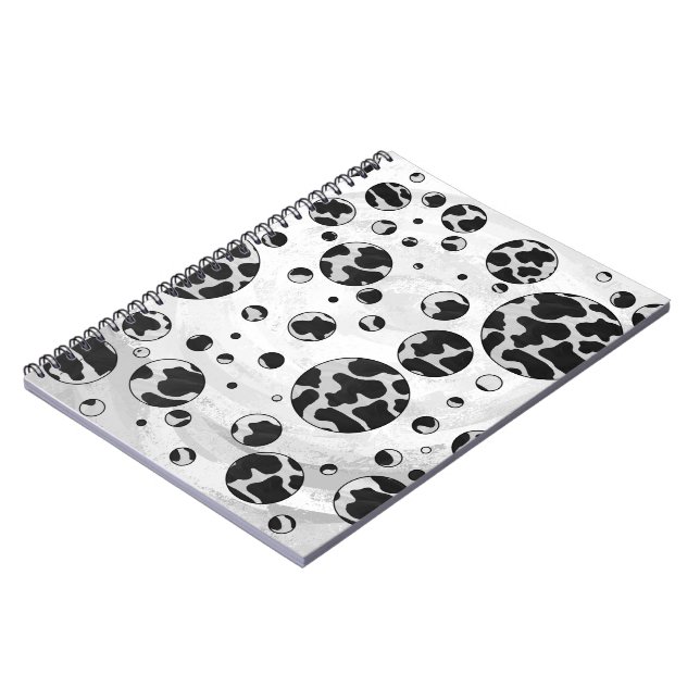 Polka Dot Cow Black and White Print Notebook (Left Side)
