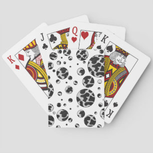 Polka Dot Cow Black and White Print Playing Cards